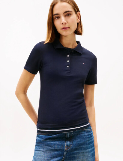Tommy Hilfiger 1985 Slim Pique Polo Ss - Navy - S