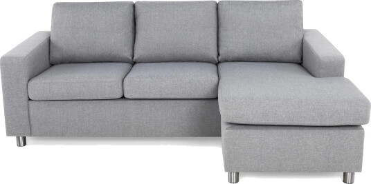 Crazy 3 seters Vendbar L formet Sjeselongsofa i Stoff Grå