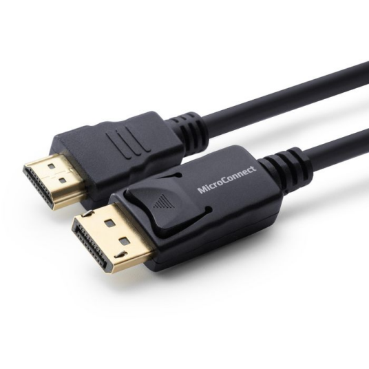 MicroConnect 10m DisplayPort til HDMI Adapterkabel med 1080p Støtte - Dobbeltisolert Svart