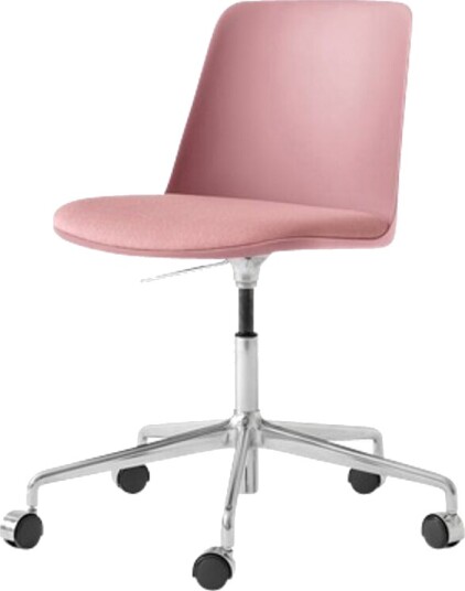 &Tradition Rely HW29 Spisestol uten Armlener Dreibar med Hjul Trukket Sete Rosa/ Aluminium/ Vidar 0622