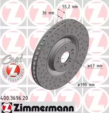 Bremseskive ZIMMERMANN 400.3696.20