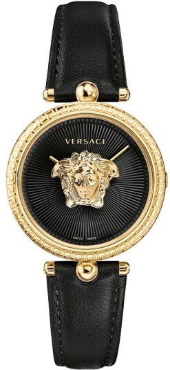 Versace Dameklokke VECQ01120 Palazzo Sort/Lær Ø34 mm