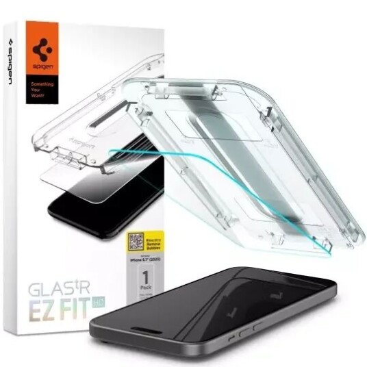 Spigen EZ Fit Skjermbeskytter til iPhone 15 - Gjennomsiktig Herdet Glass