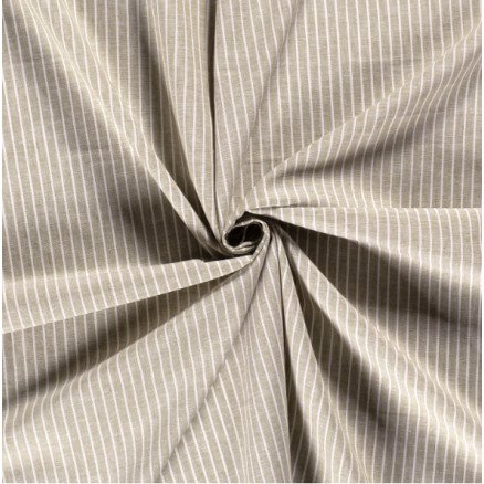 Lin/bomull med striper 145cm 026 Beige - 50cm