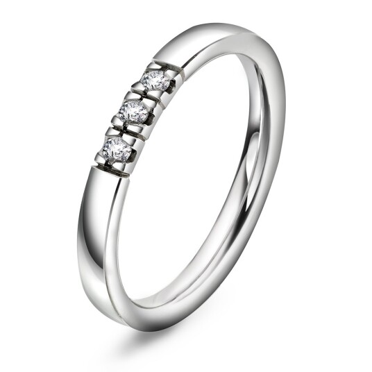Pan Jewelry, Lady alliansering i 585 hvitt gull med diamant 0,09ct