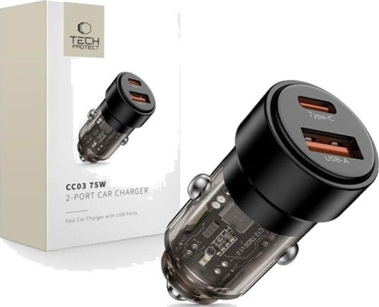 Tech-Protect CC03 2-port PD75W car charger - black