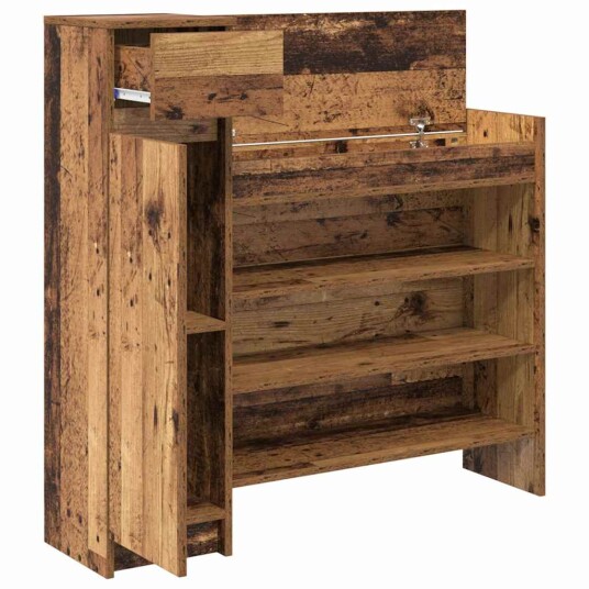 skoskap gammelt tre 100,5x28x100 cm konstruert tre skoskap gammelt tre 100,5x28x100 cm konstruert tre