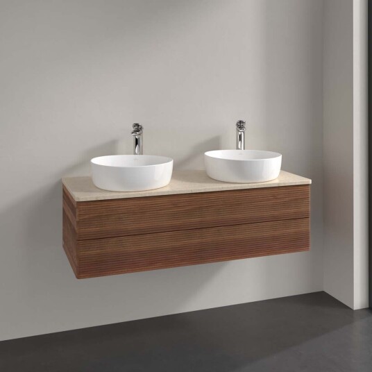 Villeroy & Boch Antao Servantskap med 2 skuffer 120x50x36 cm u/lys Valnøtt/Crème Villeroy & Boch Antao Servantskap med 2 skuffer 120x50x36 cm u/lys Valnøtt/Crème