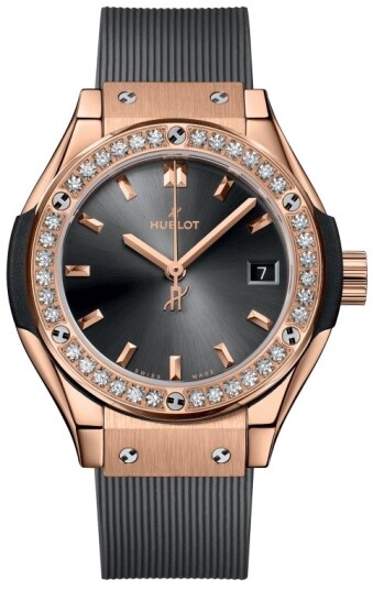 Hublot Dameklokke 591.OX.7080.RX.1204 Classic Fusion Grå/Gummi Ø29