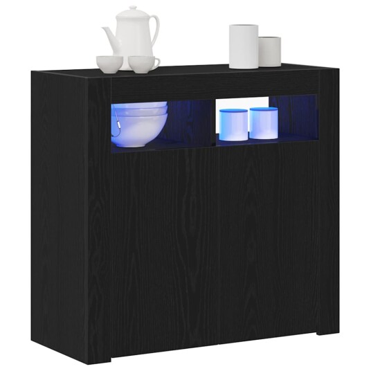 Serviesskap Svart 80 x 35 x 75 cm Konstruert tre Serviesskap Svart 80 x 35 x 75 cm Konstruert tre