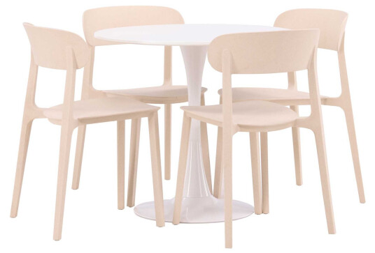 Venture Design Hamden & Åstol spisegruppe Lysegrå/svart 4 stoler & bord 80 cm