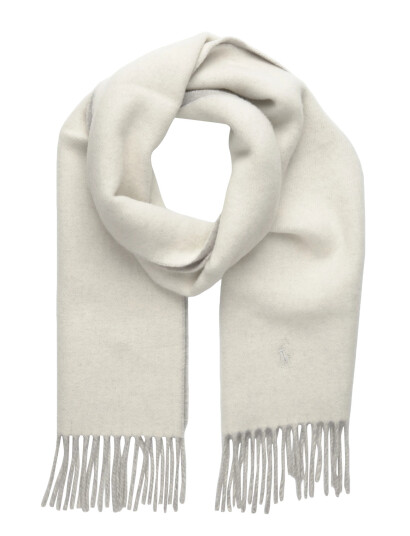 Polo Ralph Lauren Fringe-Trim Wool Scarf - Cream - ONE SIZE Polo Ralph Lauren Fringe-Trim Wool Scarf - Cream - ONE SIZE