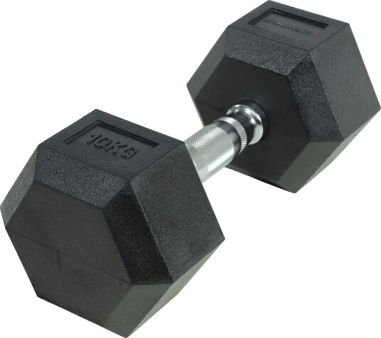 Crossmaxx Hexagon Manual 15 kg - Laget av støpejern, belagt med gummi - Riflet håndtak for godt grep - For crossfit og styrketrening