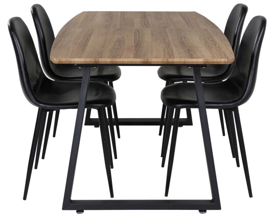 Venture Design Inca & Polar spisegruppe Natur/svart 4 st stoler & bord 160 x 85 cm