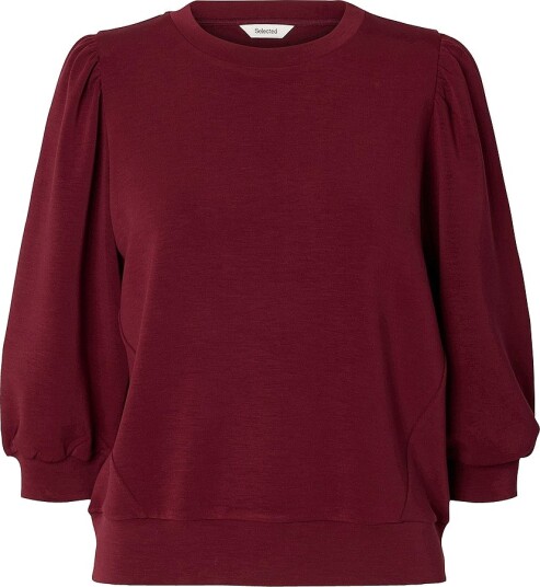 Selected Women Collegegenser slfTenny 3/4 Sweat Top Rød