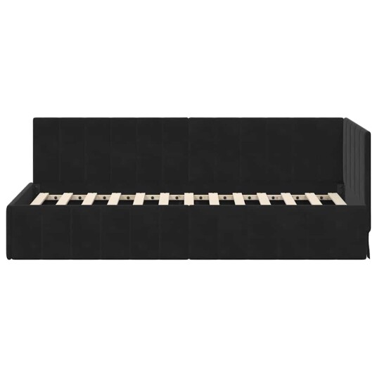Hjørnesengramme med hodegjerde Svart 80 x 200 cm Fløyel Hjørnesengramme med hodegjerde Svart 80 x 200 cm Fløyel