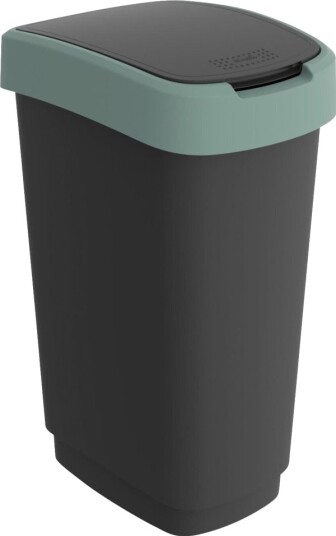 Affaldsspand Rotho Twist Sort Plast 50 L Sort Låg Med Grøn Kant
