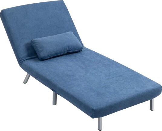 Polstret lenestol med sengefunksjon 2 i 1 design sovestol gjesteseng stofftrekk med pute blå