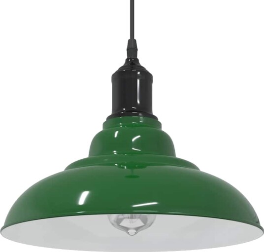 Pendellampe høydejusterbar E27 glans grønn Ø 31 cm metall Pendellampe høydejusterbar E27 glans grønn Ø 31 cm metall