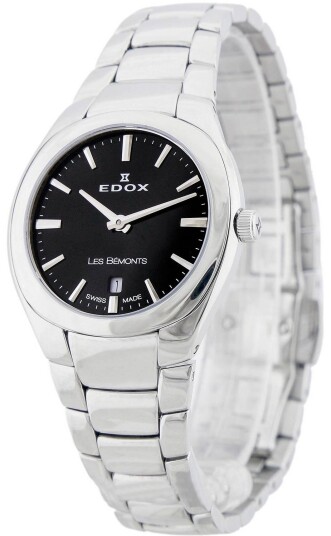 Edox Dameklokke 57004 3 NIN Les Bemonts Sort/Stål Ø30 mm Edox Dameklokke 57004 3 NIN Les Bemonts Sort/Stål Ø30 mm