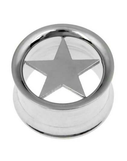Body Art Silver Star Piercing Tunnel Body Art Silver Star Piercing Tunnel