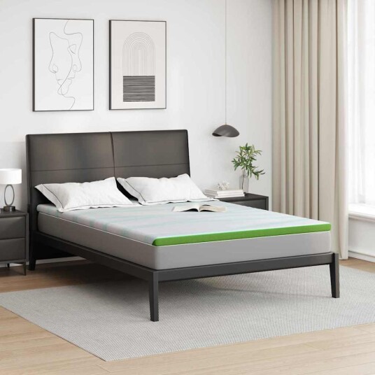 vidaXL Madrassbeskytter Hvit og grønn 140 x 190 cm Jacquard Stoff