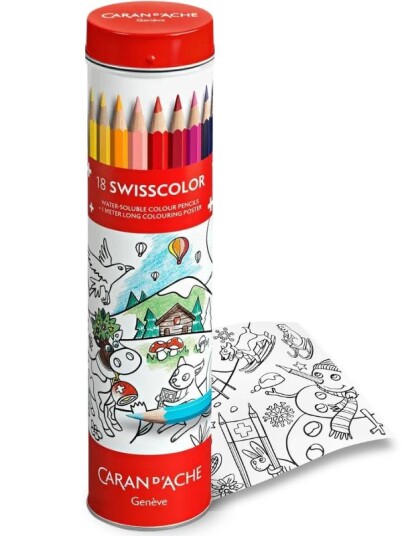 Caran D'Ache Swisscolor akvarell blyanter 18 farger i rør
