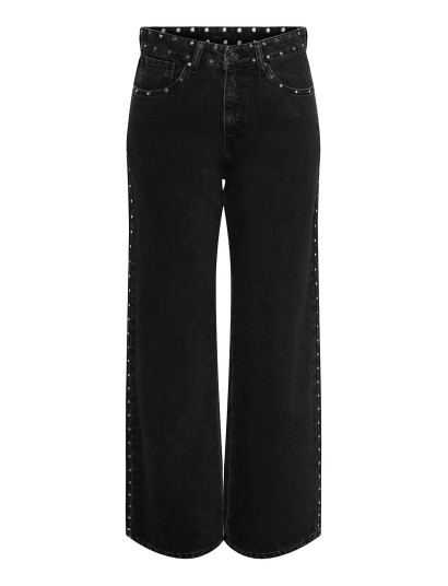 ONLY Onlhope Hw Studded Wide Dnm Tai   Black   29 x 32