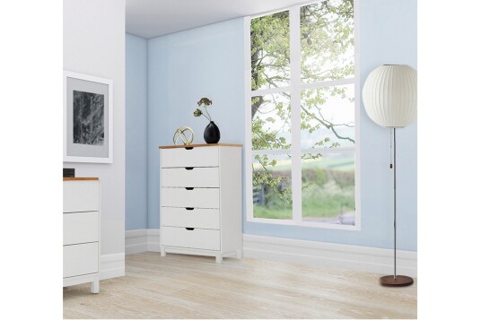 Crotone Kommode 76x39 cm 5 Skuffer Hvit