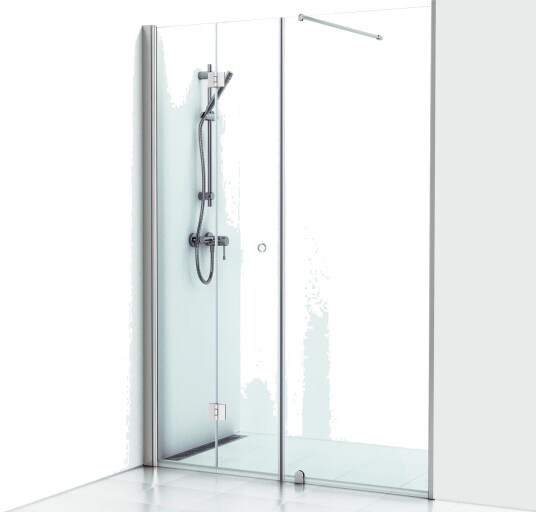 Svedbergs Skoga Dusjnisje Leddet Kombi (Vegg+dør) Krom / 140cm Klart Glass