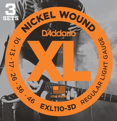 Daddario EXL110-3D gitarstrenger 3-pack vanlig lys 10-46