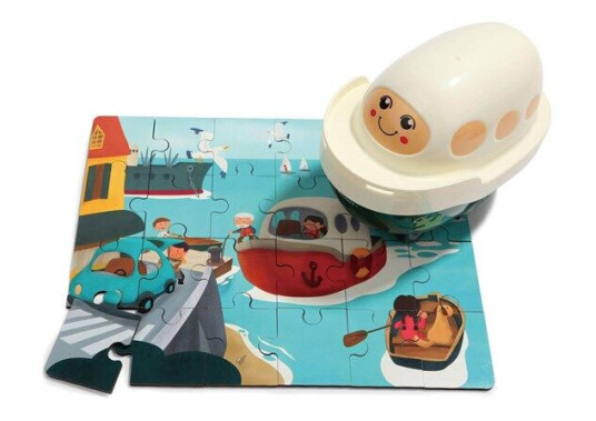 TOPBRIGHT Wooden Jigsaw Puzzle Harbor with Steamer 24st. Tre