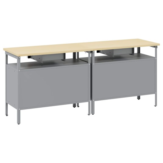 Arbeidsbenksett med skuff 2 deler Svart/Grå