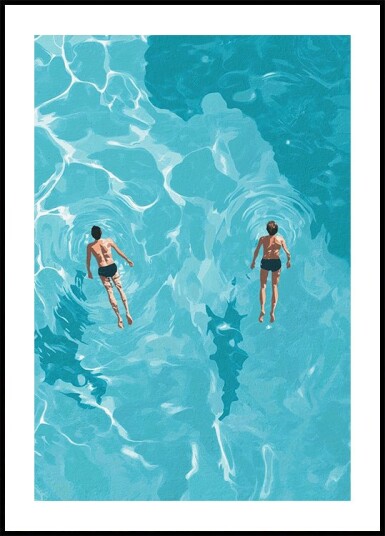 Swimmers in Blue Sea Plakat Plakat / 40x50cm