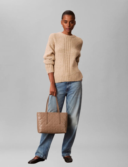 Calvin Klein Quilted Small Tote - Beige - ONE SIZE