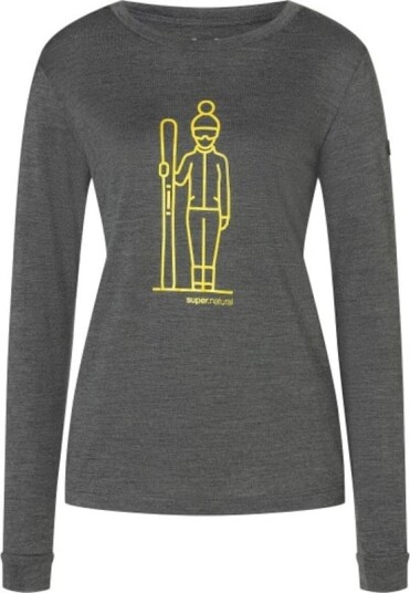 super.natural Women's Skianto Long Sleeve XS, Pirate Grey Melange/Gold