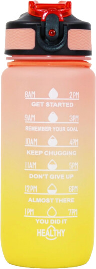 Hollywood Motivational Bottle drikkeflaske 600 ml, oransje og gul farge 1 stk Hollywood Motivational Bottle drikkeflaske 600 ml, oransje og gul farge 1 stk