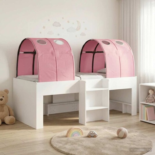 Seng med tunnel 4 pcs Hvit og rosa Konstruert tre