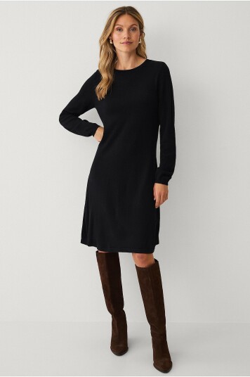 Vila Kjole viComfy A line O neck Knit Dress Svart