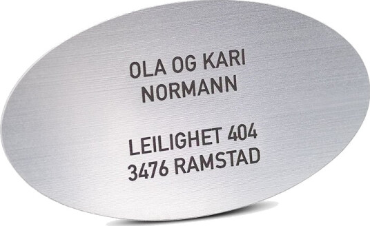Postkasseskilt ovalt sølv Postkasseskilt ovalt sølv