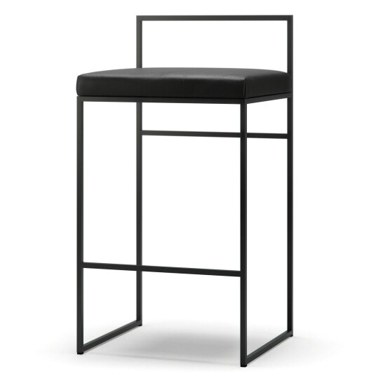 Department Barstol med Ryggstøtte 80 cm Svart / Svart Skinn