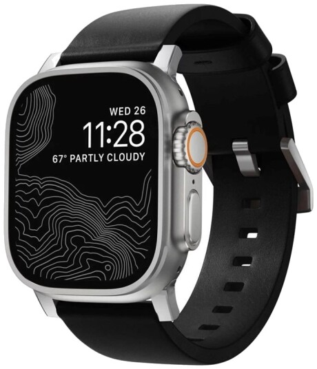 Nomad Modern lærreim til Apple Watch 46/49mm Svart