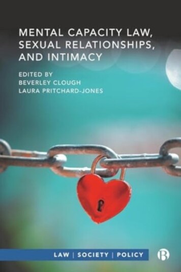 Mental Capacity Law Sexual Relationships and Intimacy Mental Capacity Law Sexual Relationships and Intimacy