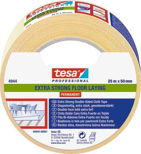 Tesa 4944 Tæppetape Dobbeltklæb Permanent 50mmx25m
