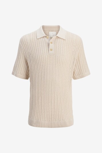 Jack & Jones Genser jprcCjoel Knit Polo SS SN Hvit