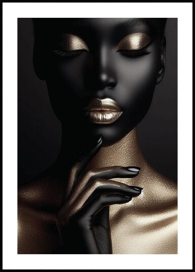 Elegant Beauty in Gold and Black Plakat Plakat / 30x40cm