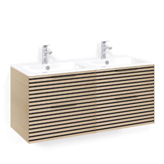 Macro Design Crown Stripe Servantskap Skuff - med Light 14 Servant 120cm Dobbel Brun ask / Macro Design Crown Stripe Servantskap Skuff - med Light 14 Servant 120cm Dobbel Brun ask /