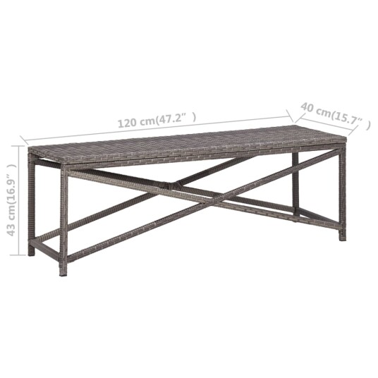 vidaXL Hagebenk 120 cm polyrotting grå vidaXL Hagebenk 120 cm polyrotting grå