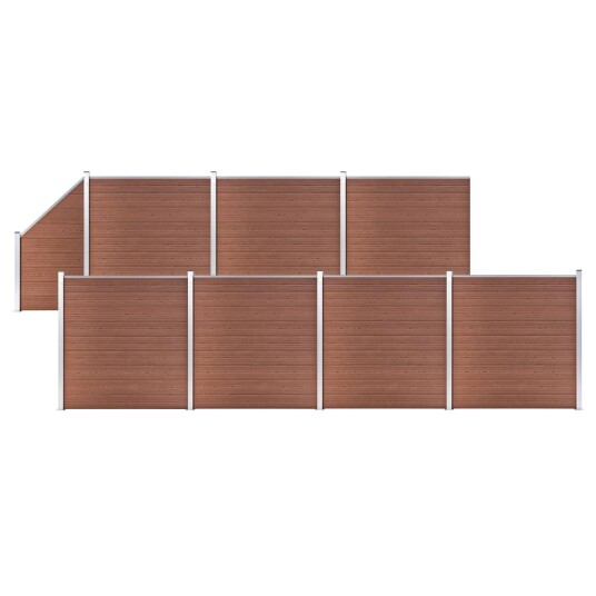 vidaXL Gjerdesett WPC 7 firkantet + 1 slisset 1311x186 cm brun