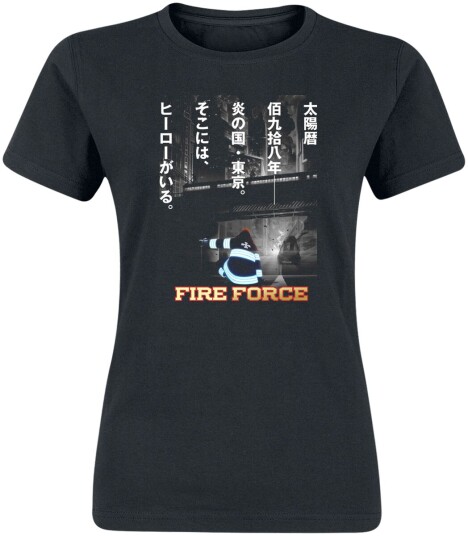 Fire Force Anime T-skjorte Infernal Attack S til XL Damer svart